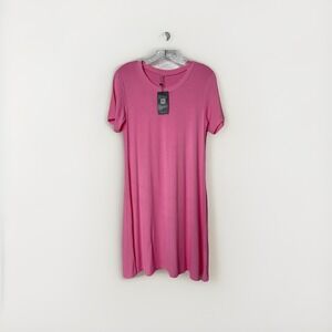 Molerani Women's‎ Short Sleeve Tunic Dress Pink Size Small